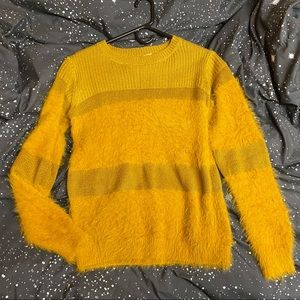 Mustard Yellow Fuzzy Block Sweater, So Soft! (Aeon Japan)